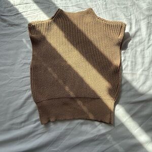 Cider Camel Sleeveless Turtleneck Sweater